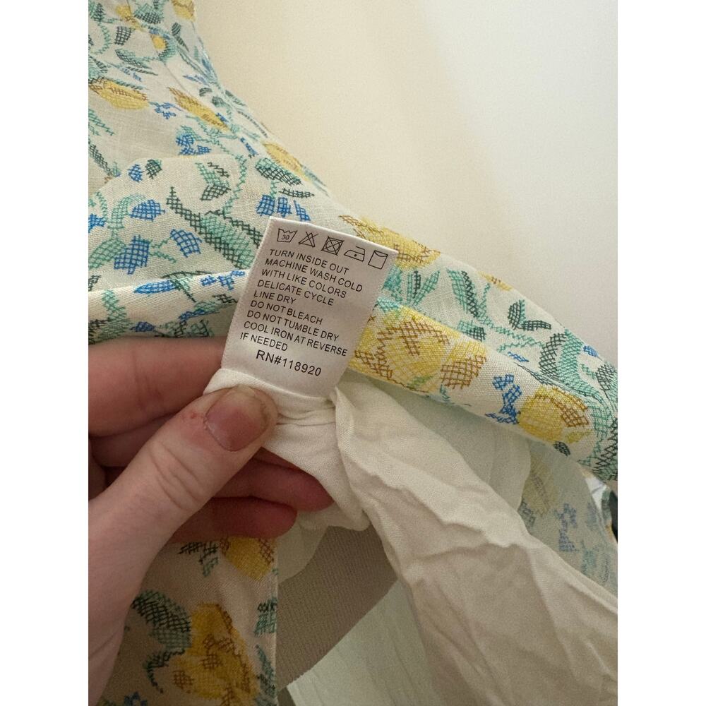 Bloomingdale's NWT Yellow/Green Floral‎ Puff Sleeve Dress - Picture 6 of 8